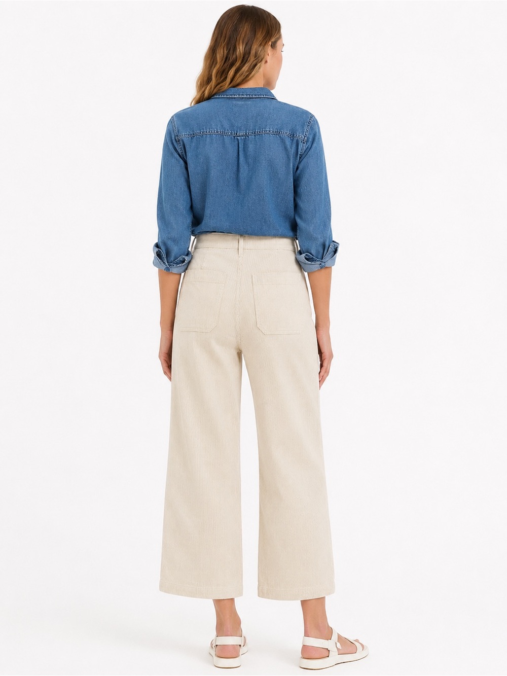 NWT J.Crew Slim Wide Leg Khaki Striped Crop Jeans - Picture 2 of 6